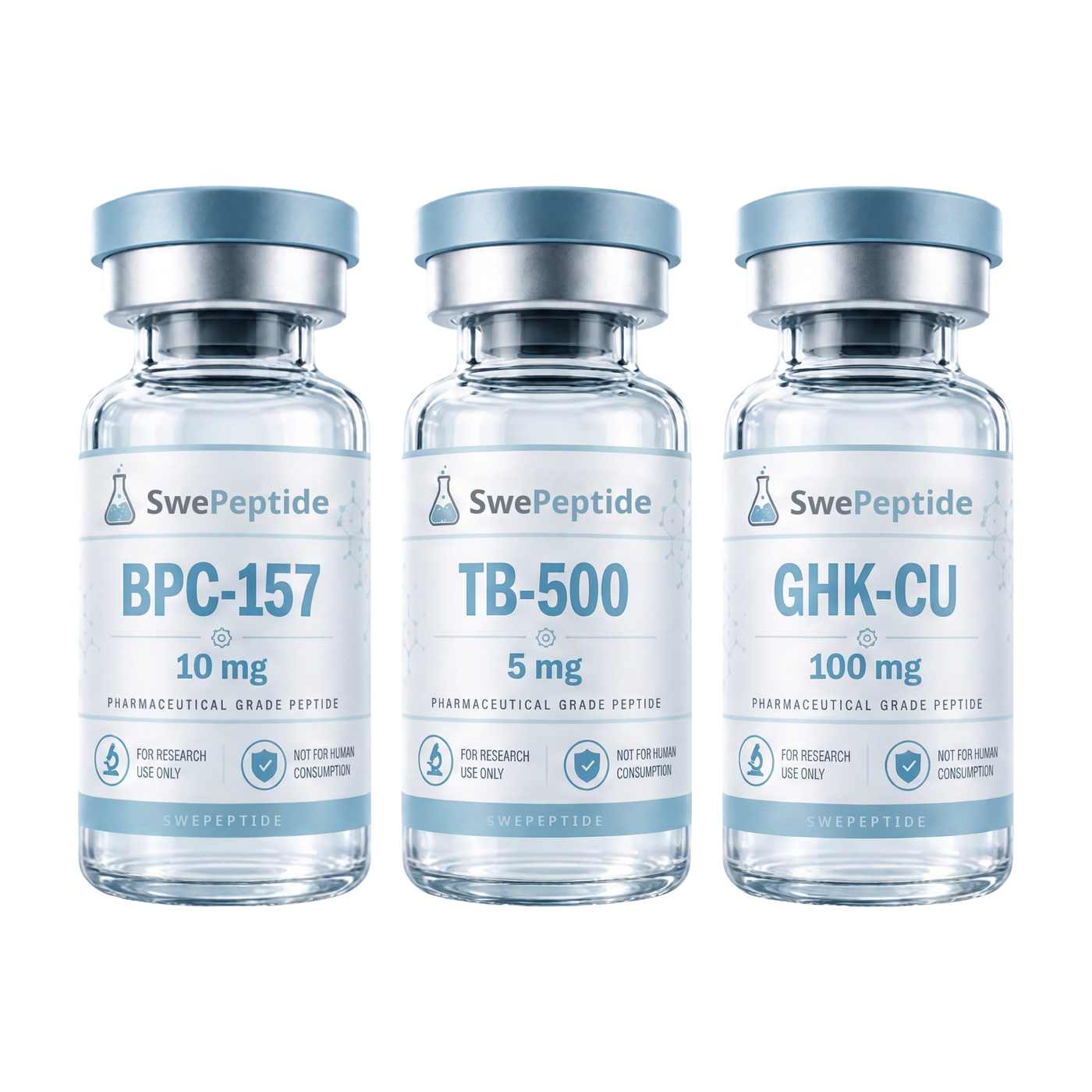 Tissue Research Series — BPC-157, TB-500, GHK-Cu research vials